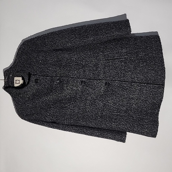 Anne Klein Funnel Neck Wool Blend Women's Black/Gray Textured Coat, Size XL - Picture 1 of 6